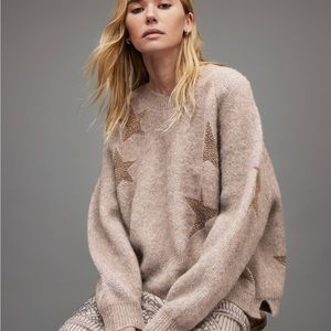 AllSaints Star Jumper Wool Alpaca Blend Sweater Size Small Pashmina Pink